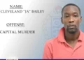 Police photo release of Javier Cleveland Bailey, a Jamaican national charged with capital murder