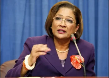 Prime Minister Kamla Persad-Bissessar speaking as Caribbean politicians tied to Maduro scandal face growing scrutiny