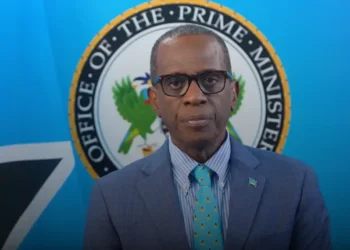 St Lucia agrees to US deportees as Prime Minister Philip J. Pierre delivers a national address with the Office of the Prime Minister seal behind him