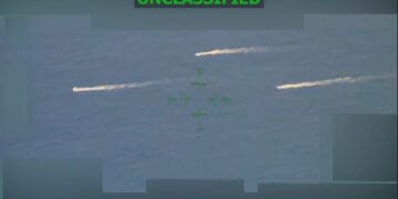 Unclassified US Southern Command aerial footage from US military strikes five suspected drug boats