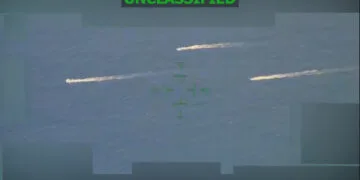 Unclassified US Southern Command aerial footage from US military strikes five suspected drug boats