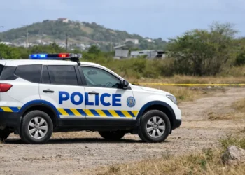 Police vehicle in the Beanfield area of Vieux Fort where a decomposing body found in Vieux Fort is under investigation