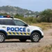 Police vehicle in the Beanfield area of Vieux Fort where a decomposing body found in Vieux Fort is under investigation