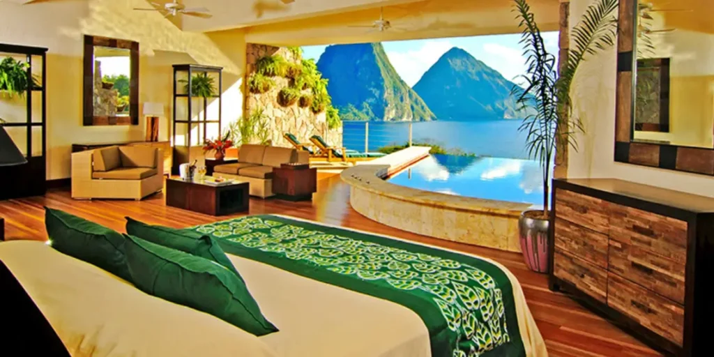 Luxury resort suite overlooking the Pitons as St Lucia courts global MICE planners with high-end incentive experiences