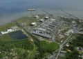 Shell Dragon gas green light, aerial view of Atlantic LNG facility at Point Fortin, Trinidad and Tobago