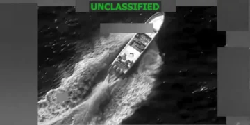 U.S. SOUTHCOM lethal strike screenshot shows vessel in East Pacific