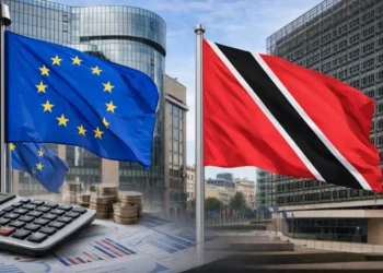 Trinidad and Tobago EU tax list delisting shown with EU and Trinidad and Tobago flags in Brussels