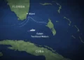 Florida-to-Cuba maritime map illustrating location of Cuban border guard shooting