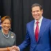 Kamla Persad-Bissessar and Marco Rubio shake hands ahead of Florida Summit meeting