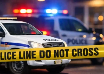 Police vehicle with yellow tape as Dennery fugitive captured in Augustus Forde murder probe