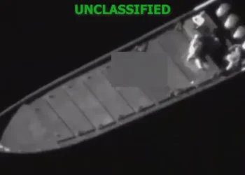 Joint Task Force Southern Spear unclassified footage shows vessel targeted in Feb. 16 strikes.