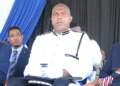 St Lucia Police Financial Crackdown: Police Commissioner Verne Garde seated with Prime Minister Philip J. Pierre at a public event