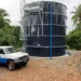 WASCO water situation as a utility truck sits beside a storage tank in St Lucia