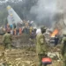 Colombian military personnel at crash site of Colombia military plane crash in Putumayo