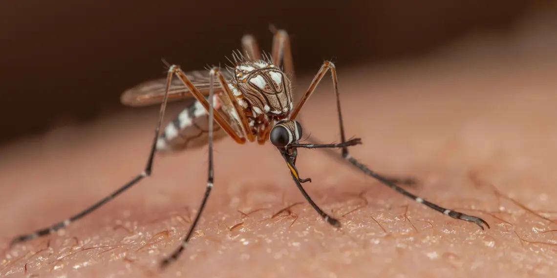Aedes mosquito transmitting chikungunya virus in St Lucia