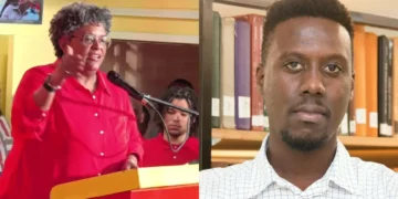 Mia Mottley and Devaron Bruce as CARIFESTA 15 cost overruns spark debate in Barbados