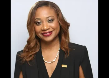 Dona Regis-Prosper of the Caribbean Tourism Organization speaking on Women in Caribbean Tourism Leadership during International Women’s Day.