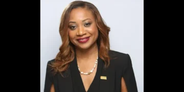 Dona Regis-Prosper of the Caribbean Tourism Organization speaking on Women in Caribbean Tourism Leadership during International Women’s Day.