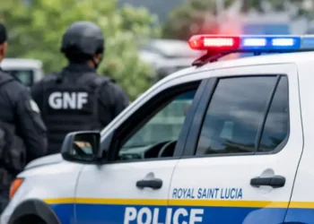 GNF operation illustration showing Royal Saint Lucia Police officers and vehicle in southern St Lucia