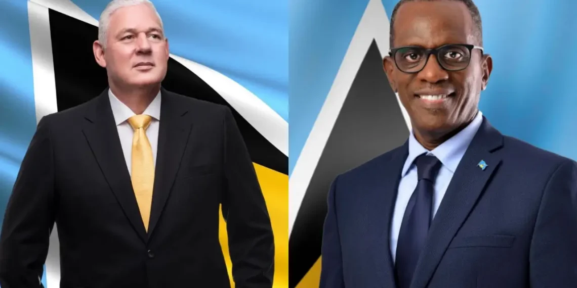 Allen Chastanet and Prime Minister Philip J Pierre in image for Open Letter to PM Pierre story