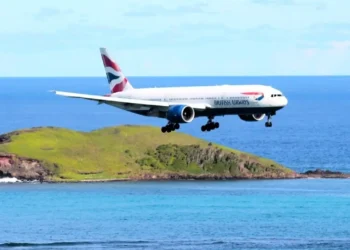 British Airways Expands St Lucia Flights as a British Airways aircraft approaches the island over the Caribbean Sea