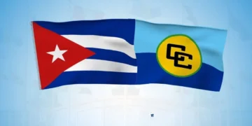 CARICOM aid to Cuba illustrated by CARICOM and Cuba flags