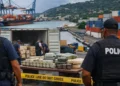 Illustrative image of a Port Castries drug bust involving cargo inspection and seized narcotics
