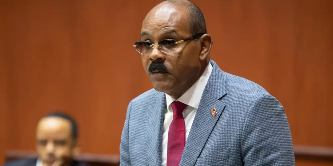 Prime Minister Gaston Browne speaking in Parliament ahead of Antigua Parliament Dissolution announcement