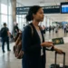 Airport traveler holding passport and boarding pass after Grenada added to U.S. visa bond list
