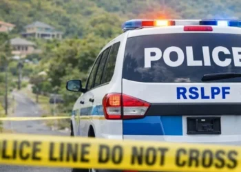 Illustrative police vehicle at a cordoned scene following the Bexon double homicide in St Lucia
