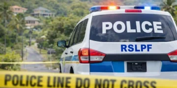 Illustrative police vehicle at a cordoned scene following the Bexon double homicide in St Lucia