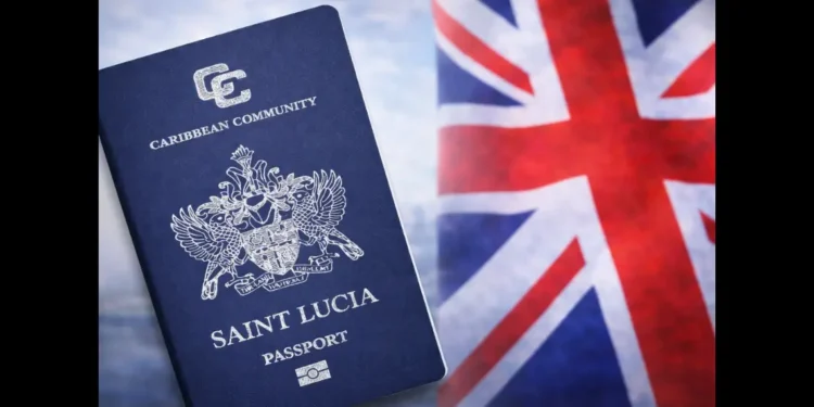 St Lucia passport and UK flag as UK imposes visit visas on St Lucia