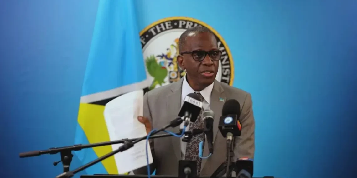 Prime Minister Philip J Pierre speaking about rising oil prices and St Lucia’s economic outlook during a press briefing