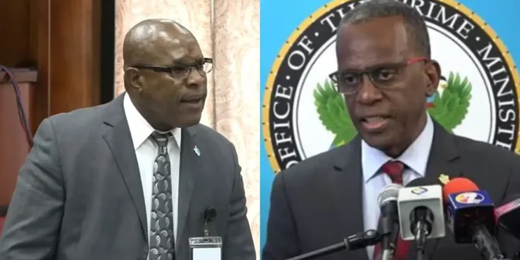 Richard Frederick and Prime Minister Philip J. Pierre amid controversy over the Richard Frederick Canada denial