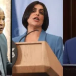 Composite image showing Ernest Hilaire, UK Home Secretary Shabana Mahmood and Philip J Pierre as the UK cites CIP in new visa rule for St Lucia