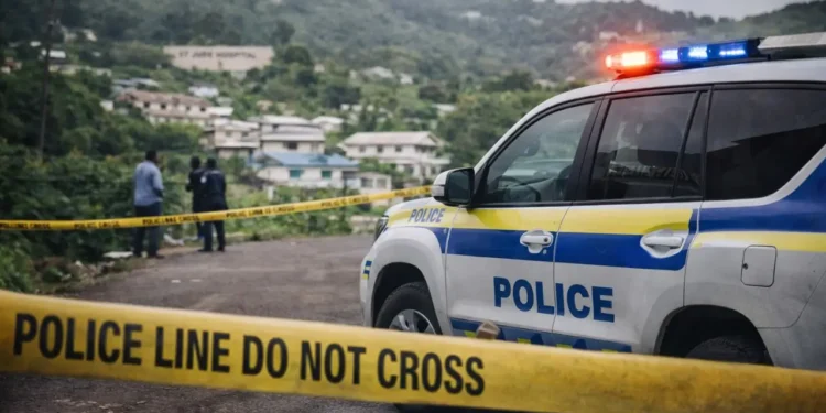 Illustrative image of police at the scene of the Desruisseaux fatal stabbing in St Lucia