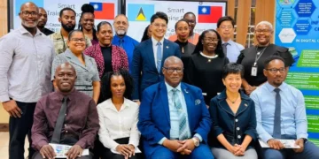 Taiwan Digital Initiative training participants in St Lucia with officials and instructors