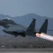 US Air Force F-15E Strike Eagle takes off with afterburners, after F-15E Strike Eagles Downed by friendly fire in Kuwait.