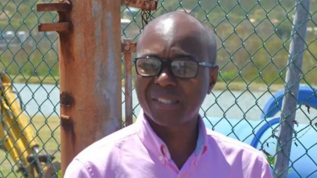 Dominic Fedee speaks near the WASCO compound as the John Compton Dam dispute intensifies in St Lucia.