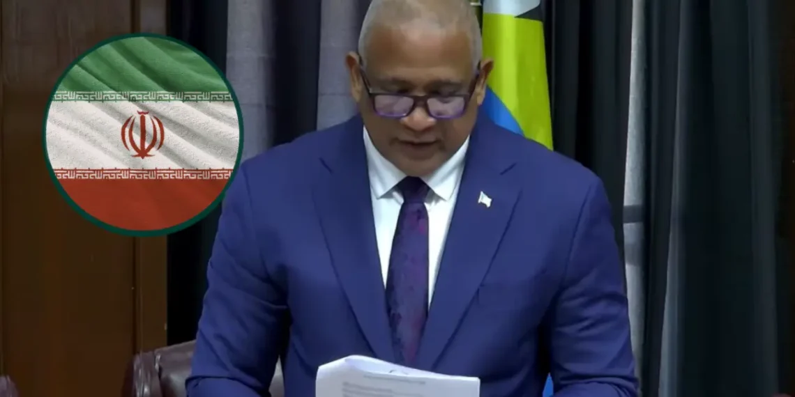 Ernest Hilaire in Parliament during debate over St Lucia passport warning and Iranian CIP controversy