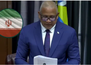 Ernest Hilaire in Parliament during debate over St Lucia passport warning and Iranian CIP controversy