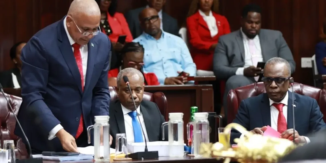 Ernest Hilaire speaking in Parliament on St Lucia CIP Board projects