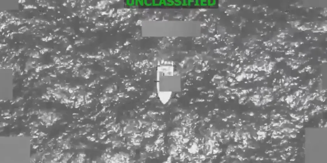 Thermal image of a vessel in the Eastern Pacific before the U.S. Strike Kills 4 operation, according to SOUTHCOM.