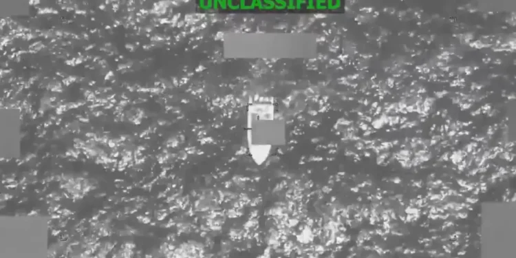 Thermal image of a vessel in the Eastern Pacific before the U.S. Strike Kills 4 operation, according to SOUTHCOM.