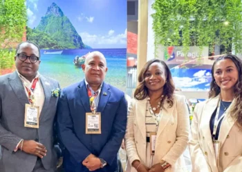 St Lucia tourism officials at WTM Latin America after CTO Latin American Market Summit announcement