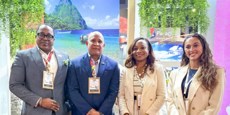 St Lucia tourism officials at WTM Latin America after CTO Latin American Market Summit announcement