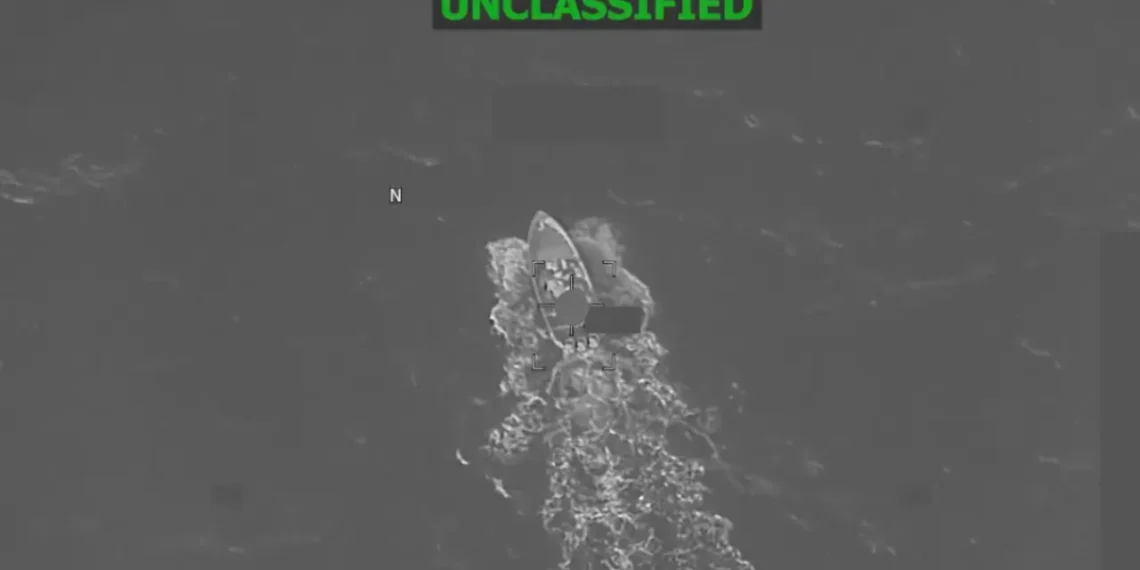 U.S. Military Strike Kills 3 in Eastern Pacific feature image showing a vessel at sea during the reported operation.