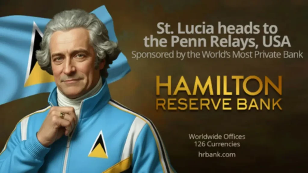 St Lucia Penn Relays athletes sponsored by Hamilton Reserve Bank promotional image