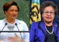 Kamla Persad-Bissessar and Carla Barnett in a composite image tied to the CARICOM Barnett Reappointment dispute