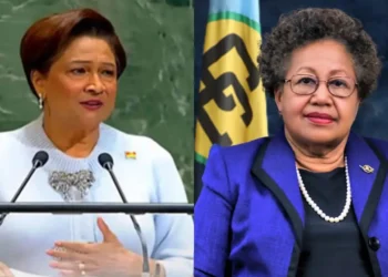 Kamla Persad-Bissessar and Carla Barnett in a composite image tied to the CARICOM Barnett Reappointment dispute